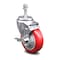 Service Caster 4 Inch Red Polyurethane Wheel Swivel 3/8 Inch Threaded Stem Caster with Brake SCC-TS20S414-PPUB-RED-TLB-381615 - alternate 1